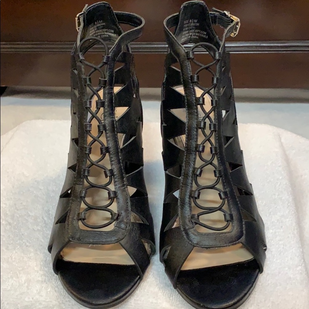 Black lace up booties